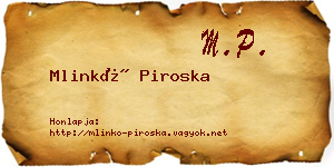 Mlinkó Piroska névjegykártya